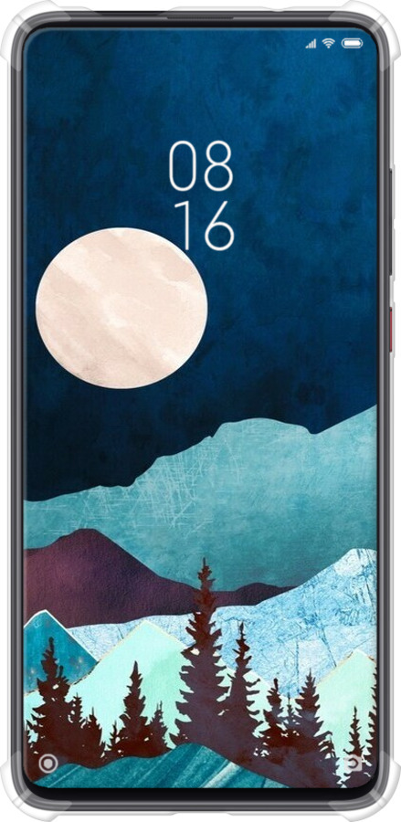Силикон с усиленными углами чехол Горная идиллия ночной пейзаж для Xiaomi Mi 9T Pro - 6488sp-1698 изображение 