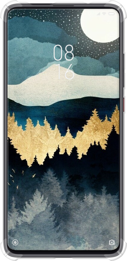 Силикон с усиленными углами чехол Ночной пейзаж с лесом и горами для Xiaomi Mi 9T Pro - 6493sp-1698 изображение 