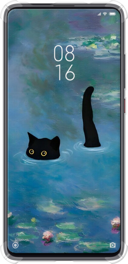 Силикон с усиленными углами чехол С изображением кота и водяной лилии Monet для Xiaomi Mi 9T - 6519sp-1815 изображение 