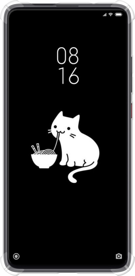 Силикон с усиленными углами чехол С милым котом на черном фоне для Xiaomi Mi 9T - 6528sp-1815 изображение 