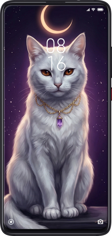 Силиконовый чехол Mystic White Cat Gothic Dark Purple Gold для Xiaomi Mi 9T - 6805u-1815 изображение 
