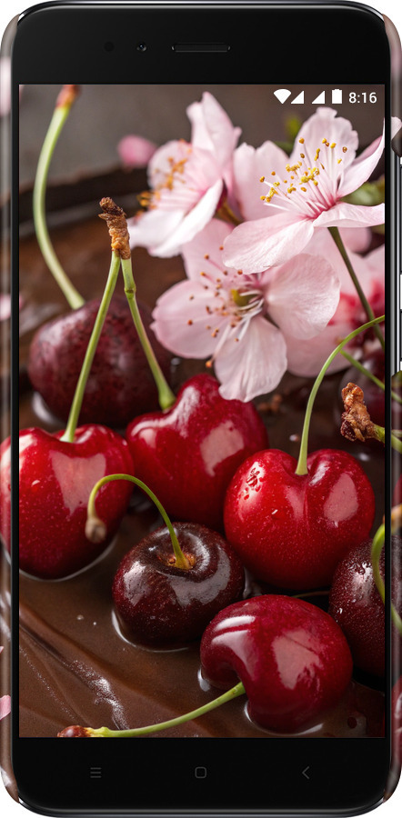 3D пластиковый матовый чехол Вишня в шоколаде для Xiaomi Mi A1 - 6698m-1132 изображение 