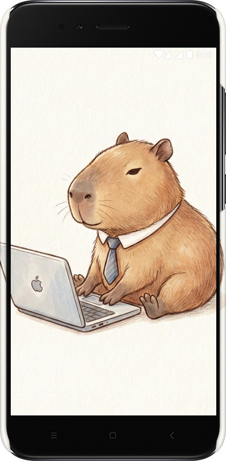 3D пластиковый матовый чехол Funny Capybara CEO Working для Xiaomi Mi A1 - 6777m-1132 изображение 