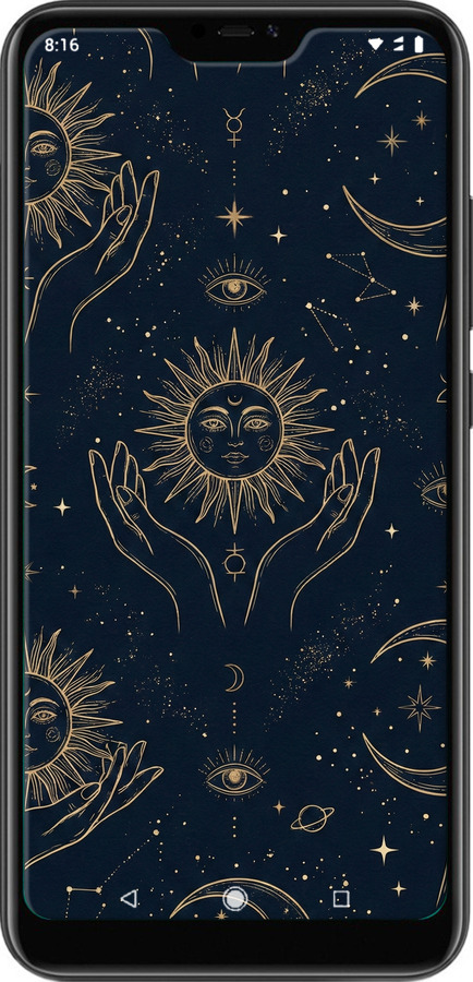 TPU чехол Celestial Harmony: Sun & Moon Gold Mystic Pattern для Xiaomi Redmi 6 Pro - 6778b-1595 изображение 