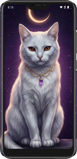 3D пластиковый матовый чехол Mystic White Cat Gothic Dark Purple Gold для Xiaomi Redmi 6 Pro - 6805m-1595 изображение 