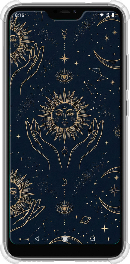 Силіконовий протиударний с посиленими кутами чехол Celestial Harmony: Sun & Moon Gold Mystic Pattern для Xiaomi Mi A2 Lite - 6778sp-1522 изображение 