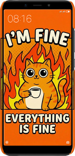 3D пластиковый матовый чехол Funny Cat для Xiaomi Mi A2 - 6786m-1481 изображение 