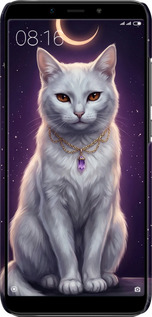 3D пластиковий матовий чехол Mystic White Cat Gothic Dark Purple Gold для Xiaomi Mi A2 - 6805m-1481 изображение 