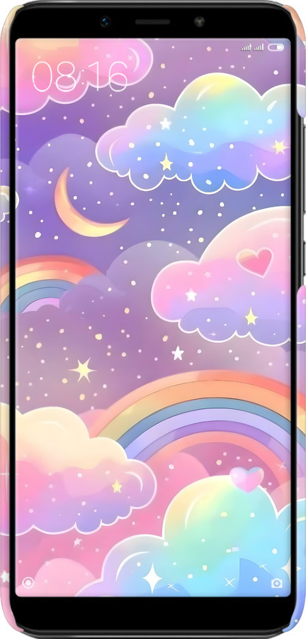 3D пластиковый матовый чехол Облака и радуга для Xiaomi Mi A2 - 6312m-1481 изображение 