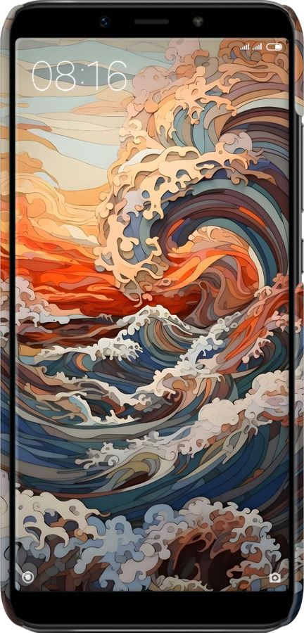 3D пластиковый матовый чехол Арт волны для Xiaomi Mi A2 - 6324m-1481 изображение 