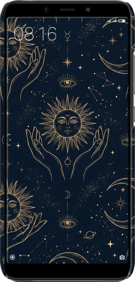 3D пластиковий матовий чехол Celestial Harmony: Sun & Moon Gold Mystic Pattern для Xiaomi Mi A2 - 6778m-1481 изображение 