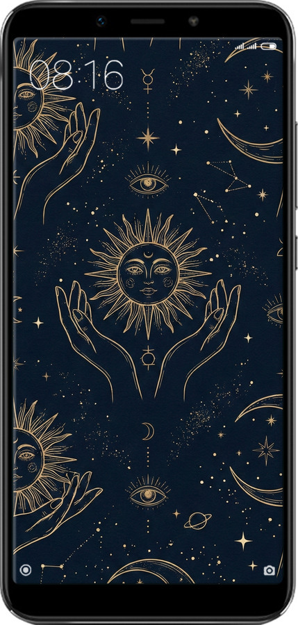 Силіконовий чехол Celestial Harmony: Sun & Moon Gold Mystic Pattern для Xiaomi Mi A2 - 6778u-1481 изображение 
