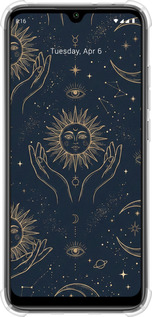 Силикон с усиленными углами чехол Celestial Harmony: Sun & Moon Gold Mystic Pattern для Xiaomi Mi CC9E - 6778sp-4140 изображение 