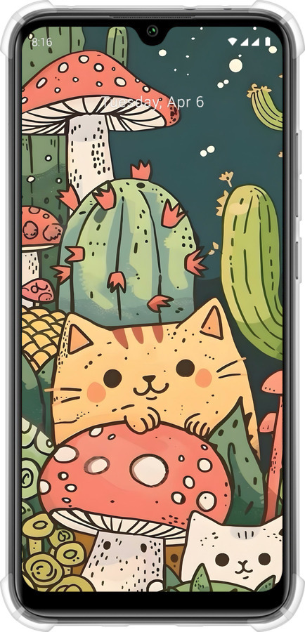 Силикон с усиленными углами чехол Коты грибы для Xiaomi Mi A3 - 6321sp-1737 изображение 