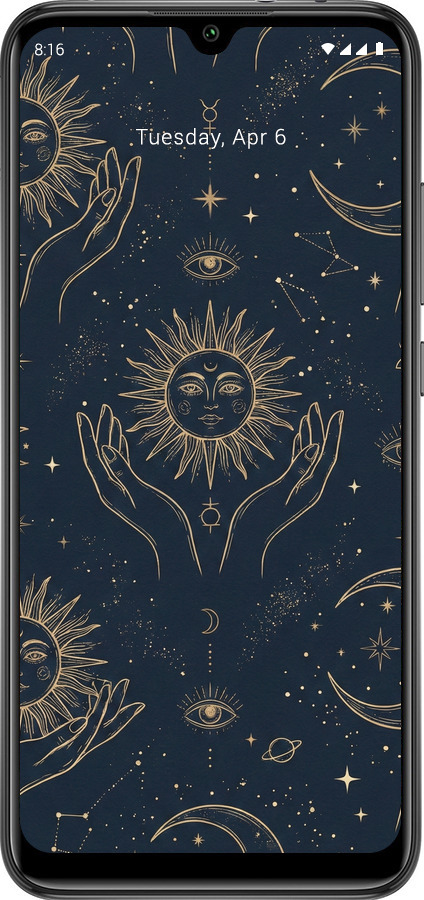 Силіконовий чехол Celestial Harmony: Sun & Moon Gold Mystic Pattern для Xiaomi Mi CC9E - 6778u-4140 изображение 
