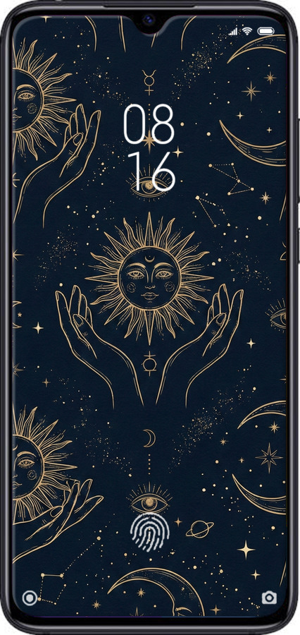 TPU чехол Celestial Harmony: Sun & Moon Gold Mystic Pattern для Xiaomi Mi 9 Lite - 6778b-1834 изображение 