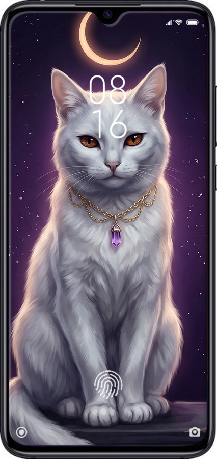 TPU чехол Mystic White Cat Gothic Dark Purple Gold для Xiaomi Mi 9 Lite - 6805b-1834 изображение 