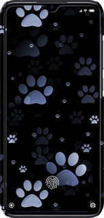 3D пластиковый матовый чехол С синими отпечатками лап для Xiaomi Mi 9 Lite - 6441m-1834 изображение 