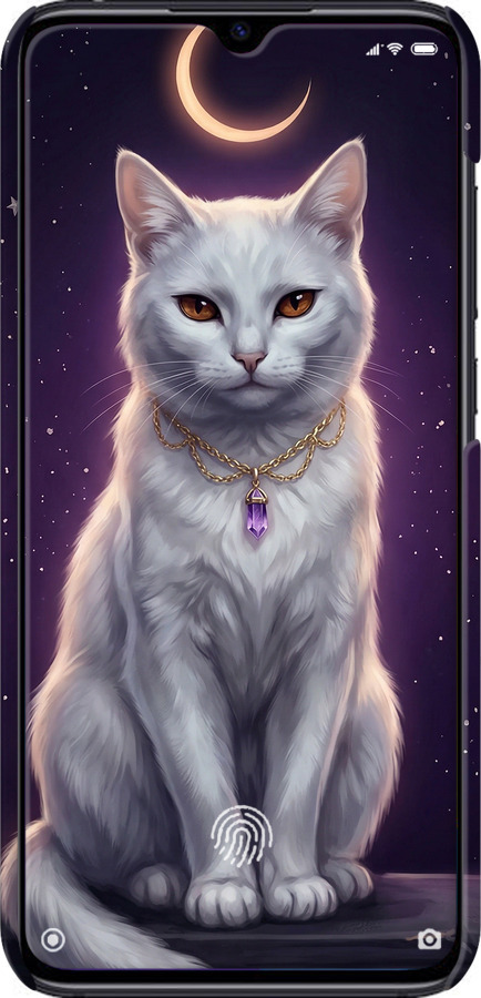3D пластиковий матовий чехол Mystic White Cat Gothic Dark Purple Gold для Xiaomi Mi CC9 - 6805m-1747 изображение 