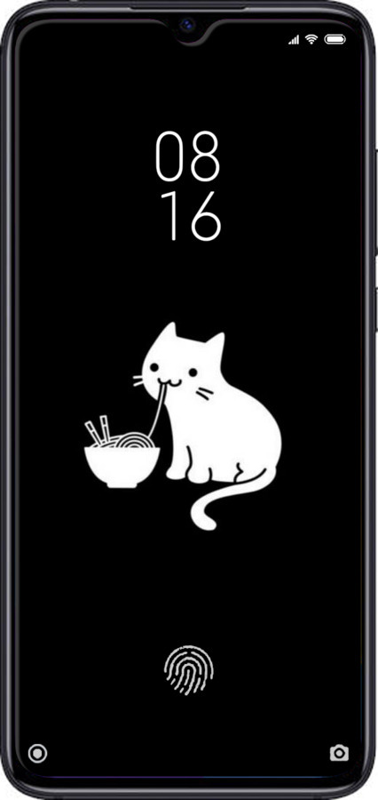 2D пластиковий чехол Милий кіт на чорному фоні для Xiaomi Mi CC9 - 6528t-1747 изображение 