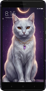 3D пластиковий матовий чехол Mystic White Cat Gothic Dark Purple Gold для Xiaomi Mi Max 2 - 6805m-994 изображение 