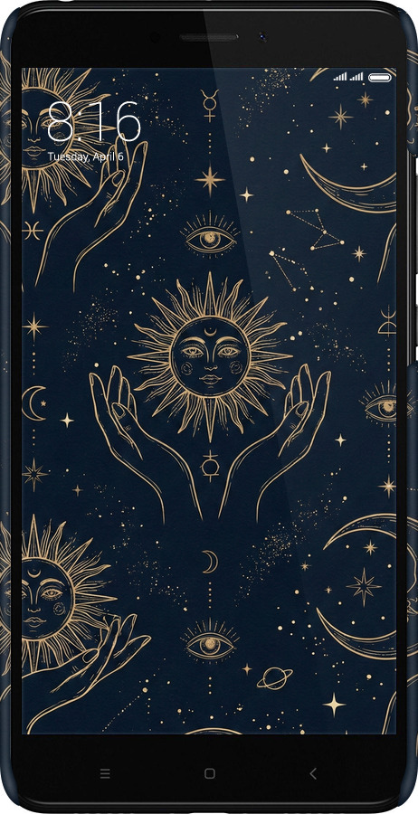 3D пластиковий матовий чехол Celestial Harmony: Sun & Moon Gold Mystic Pattern для Xiaomi Mi Max 2 - 6778m-994 изображение 