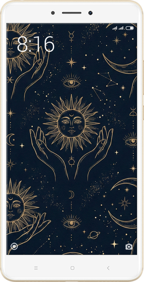 2D пластиковый чехол Celestial Harmony: Sun & Moon Gold Mystic Pattern для Xiaomi Mi Max 2 - 6778t-994 изображение 