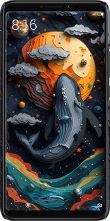 3D пластиковый матовый чехол Кит в космосе для Xiaomi Mi Max 3 - 6328m-1534 изображение 