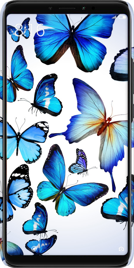 3D пластиковый матовый чехол Бабочки для Xiaomi Mi Max 3 - 6023m-1534 изображение 