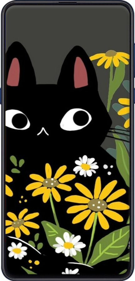 2D пластиковый чехол Черный кот с цветами для Xiaomi Mi Mix 3 - 6448t-1599 изображение 