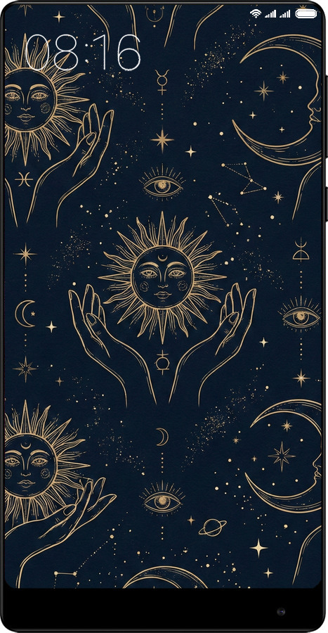 Силиконовый чехол Celestial Harmony: Sun & Moon Gold Mystic Pattern для Xiaomi Mi MiX - 6778u-426 изображение 