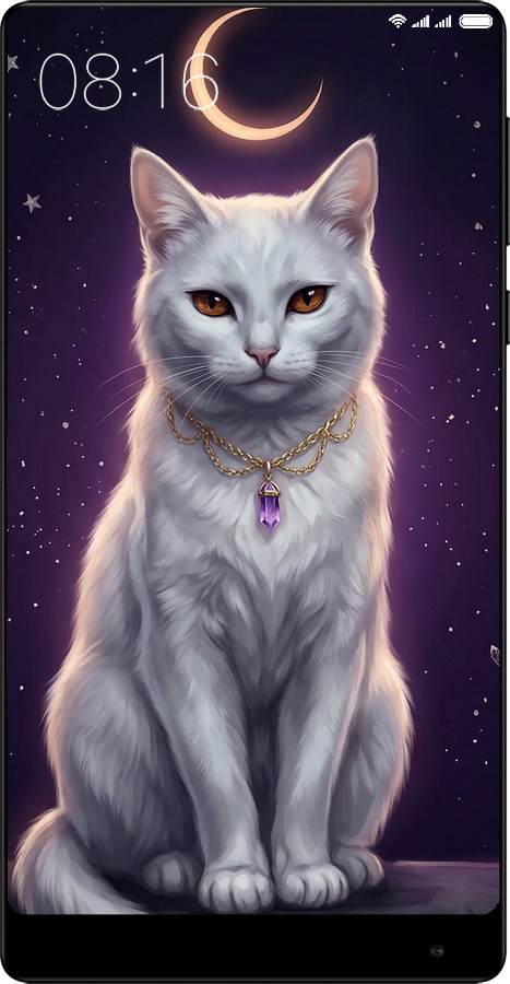 Силиконовый чехол Mystic White Cat Gothic Dark Purple Gold для Xiaomi Mi MiX - 6805u-426 изображение 