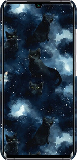 3D пластиковый матовый чехол Изображение Кошек с тёмной акварелью для Xiaomi Mi Note 10 Lite - 6521m-1937 изображение 