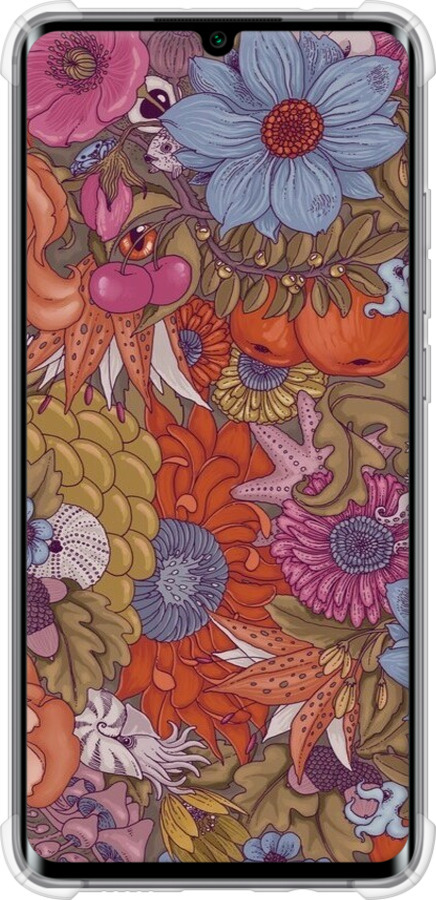 Силіконовий протиударний с посиленими кутами чехол Абстрактні  квіти для Xiaomi Mi Note 10 Lite - 6526sp-1937 изображение 