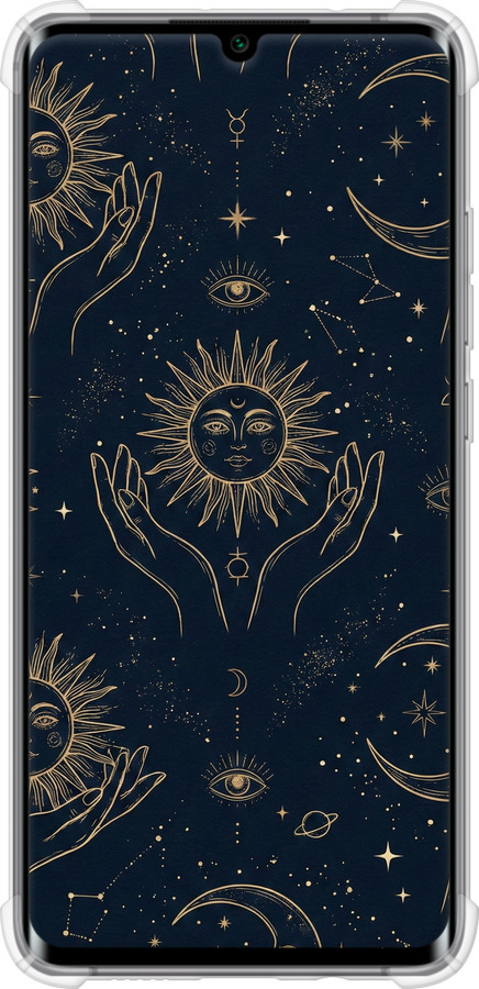 Силіконовий протиударний с посиленими кутами чехол Celestial Harmony: Sun & Moon Gold Mystic Pattern для Xiaomi Mi Note 10 Lite - 6778sp-1937 изображение 