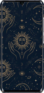3D пластиковый матовый чехол Celestial Harmony: Sun & Moon Gold Mystic Pattern для Xiaomi Mi Note 10 - 6778m-1820 изображение 