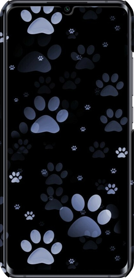 3D пластиковий матовий чехол З синіми відбитками лап для Xiaomi Mi Note 10 - 6441m-1820 изображение 
