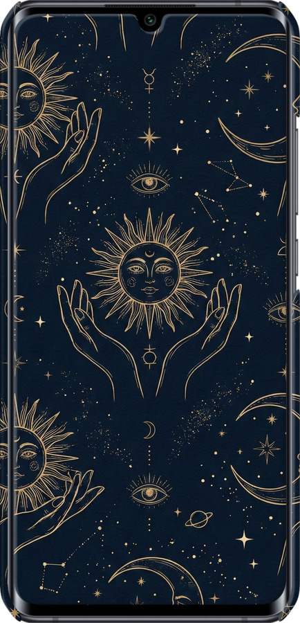 3D пластиковый матовый чехол Celestial Harmony: Sun & Moon Gold Mystic Pattern для Xiaomi Mi Note 10 - 6778m-1820 изображение 