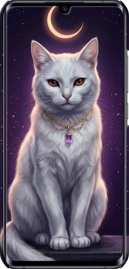 3D пластиковый матовый чехол Mystic White Cat Gothic Dark Purple Gold для Xiaomi Mi Note 10 - 6805m-1820 изображение 