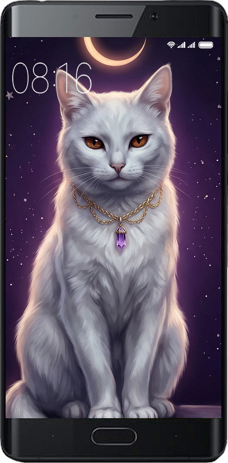 Силіконовий чехол Mystic White Cat Gothic Dark Purple Gold для Xiaomi Mi Note 2 - 6805u-422 изображение 