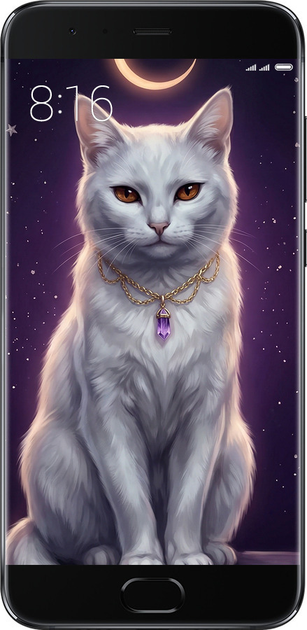 Силіконовий чехол Mystic White Cat Gothic Dark Purple Gold для Xiaomi Mi Note 3 - 6805u-978 изображение 