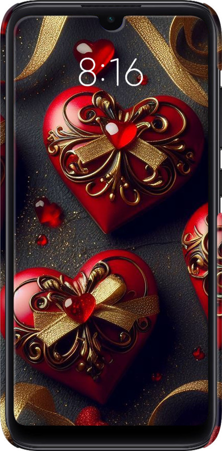 3D пластиковый матовый чехол Сердечки v4 для Xiaomi Mi Play - 5834m-1644 изображение 