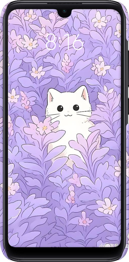 3D пластиковий матовий чехол Котик в цветах для Xiaomi Mi Play - 6390m-1644 изображение 