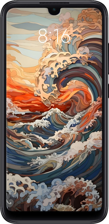 2D пластиковый чехол Арт волны для Xiaomi Mi Play - 6324t-1644 изображение 