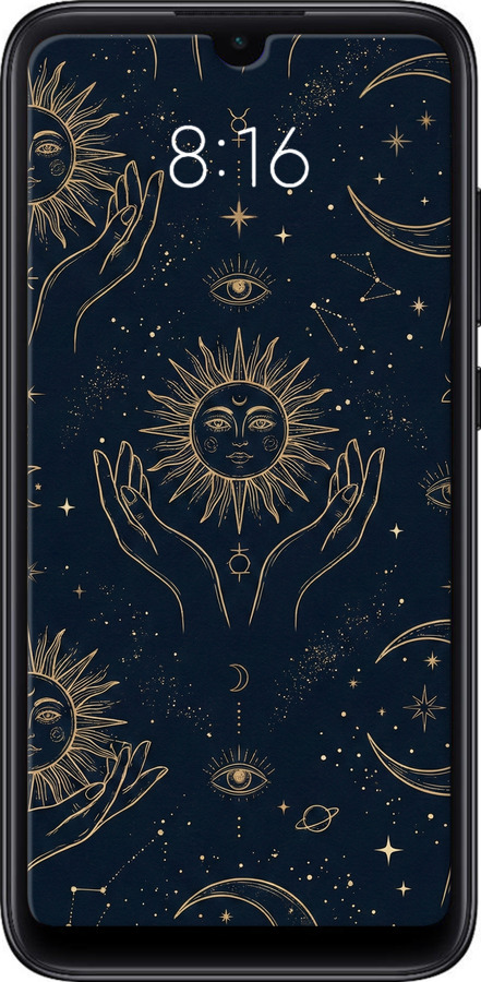 2D пластиковый чехол Celestial Harmony: Sun & Moon Gold Mystic Pattern для Xiaomi Mi Play - 6778t-1644 изображение 