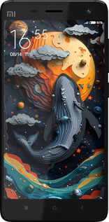 2D пластиковый чехол Кит в космосе для Xiaomi Mi4 - 6328t-163 изображение 