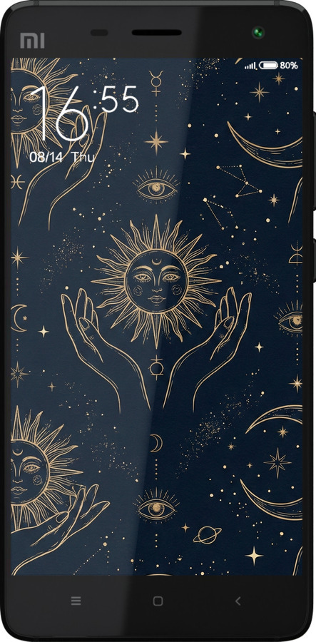 2D пластиковый чехол Celestial Harmony: Sun & Moon Gold Mystic Pattern для Xiaomi Mi4 - 6778t-163 изображение 