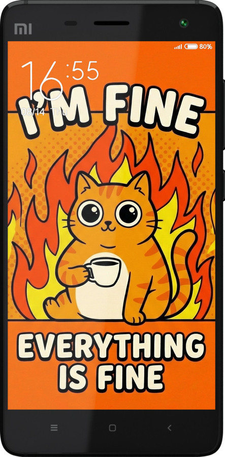 2D пластиковый чехол Funny Cat для Xiaomi Mi4 - 6786t-163 изображение 