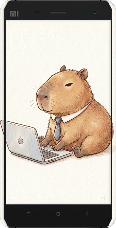 3D пластиковый матовый чехол Funny Capybara CEO Working для Xiaomi Mi4c - 6777m-178 изображение 