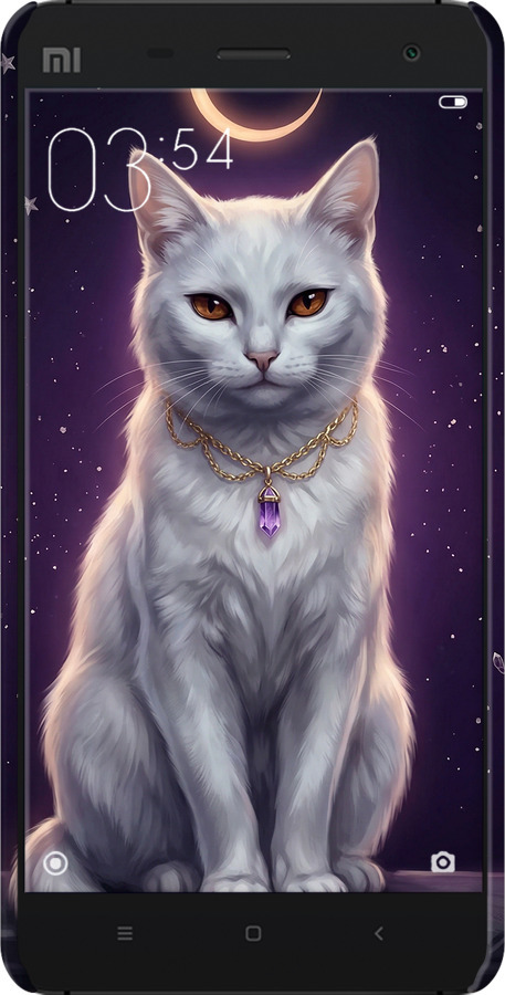 3D пластиковий матовий чехол Mystic White Cat Gothic Dark Purple Gold для Xiaomi Mi4c - 6805m-178 изображение 
